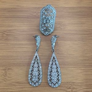 Antique style earring and ring set